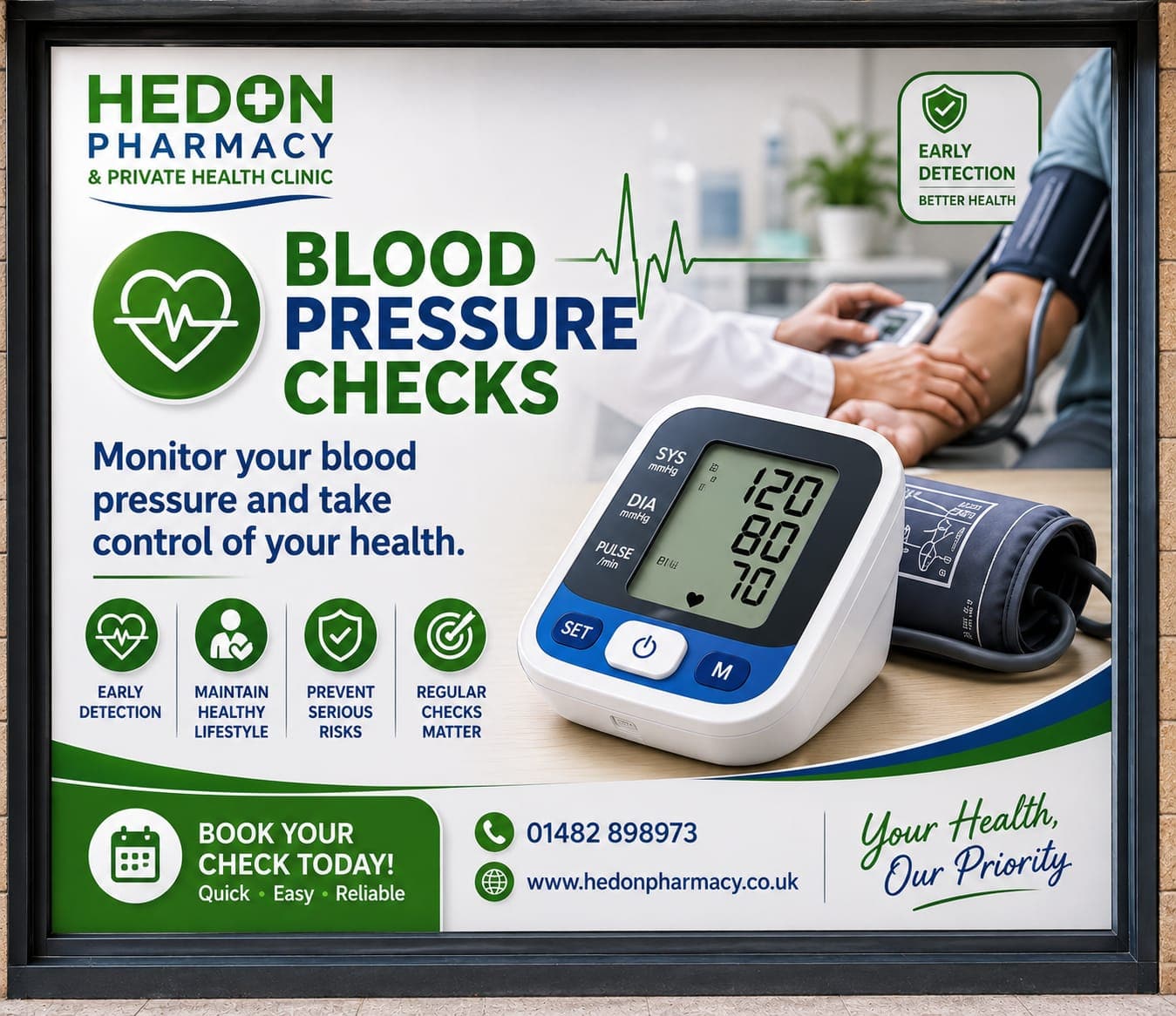 Blood Pressure Checks - Hedon Pharmacy brochure sheet